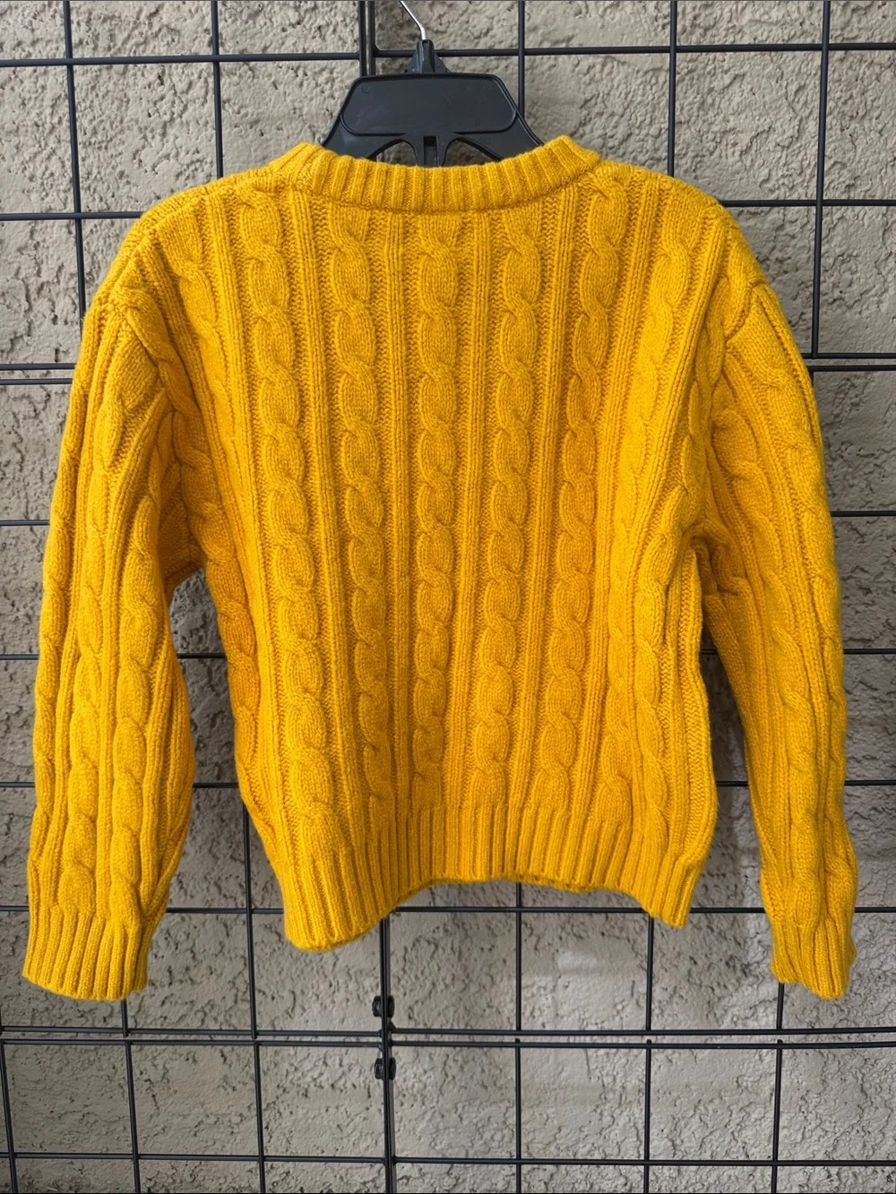 New GAP Mustard Yellow Cable-Knit Crewneck Sweater Cotton Blend